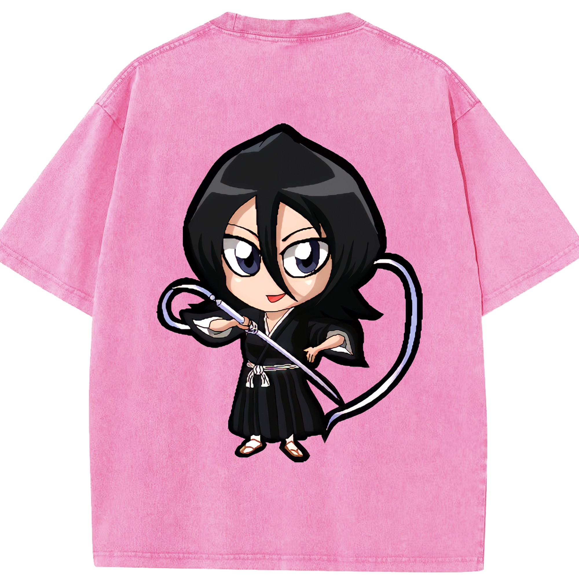 （画像用） ブリーチ 朽木ルキア BLEACH Kuchiki Rukia 綿100% ヴィンテージ風 半袖Tシャツ（背面プリント）
